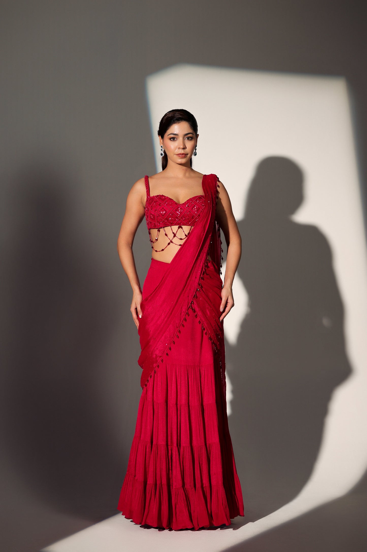 CARRIE LAYERED DRAPE SKIRT SET