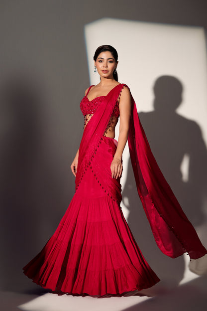 CARRIE LAYERED DRAPE SKIRT SET