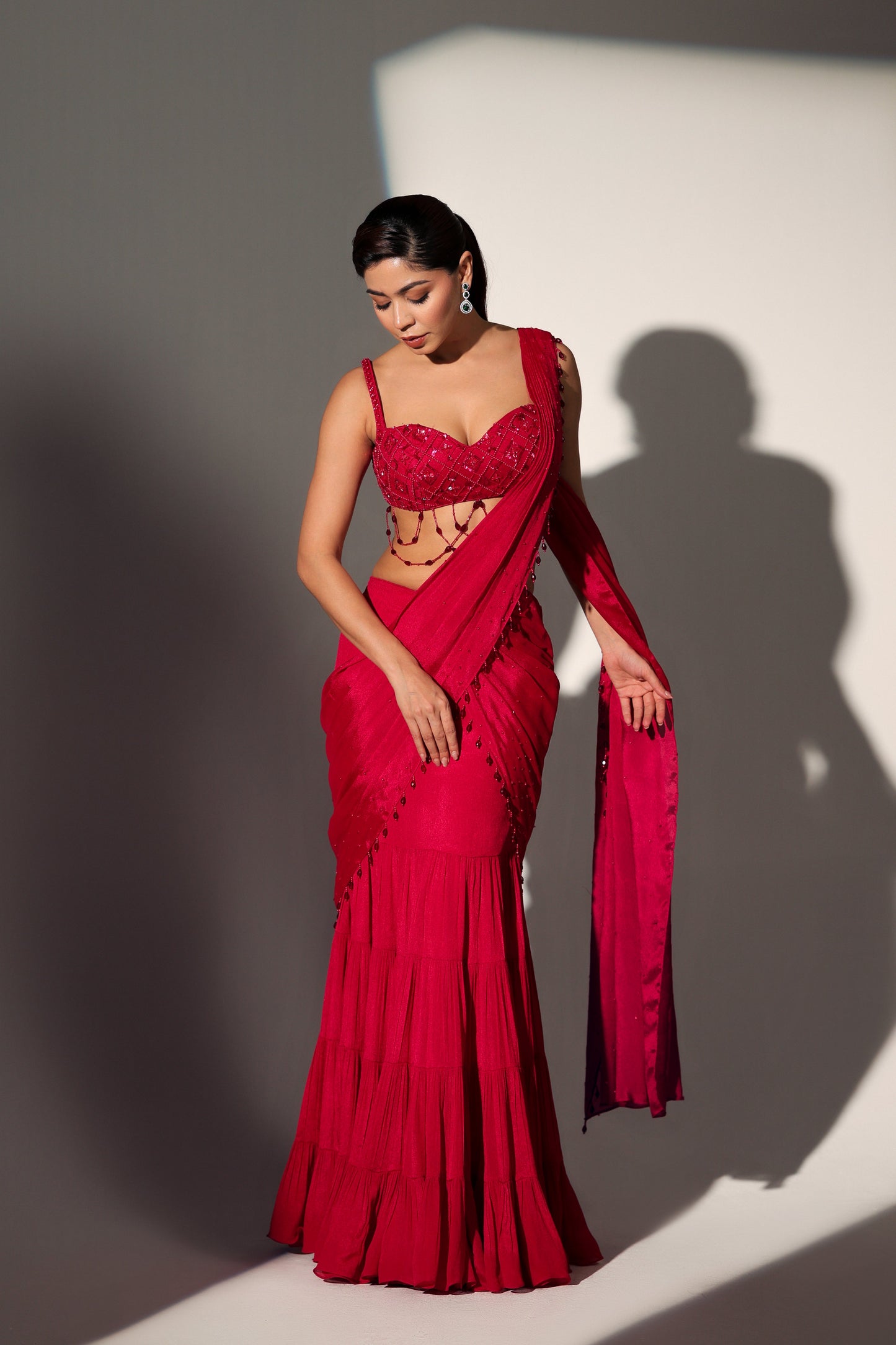 CARRIE LAYERED DRAPE SKIRT SET
