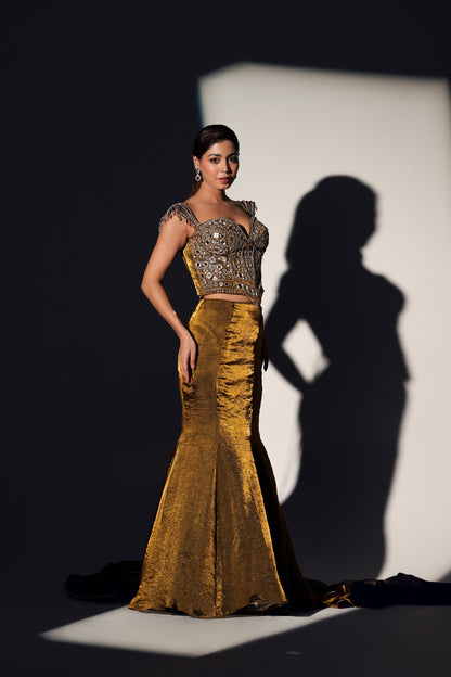 SERENA MIRROR CORSET MERMAID SKIRT SET