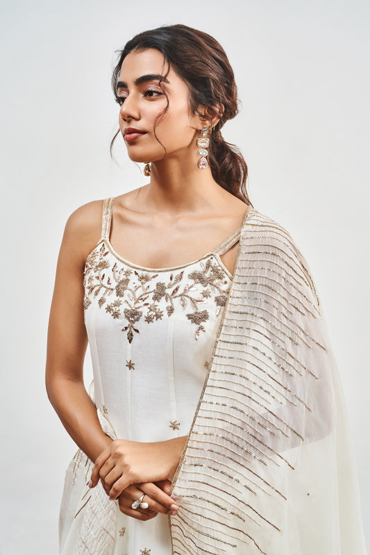 Ivory Kalidaar With Ivory Dupatta