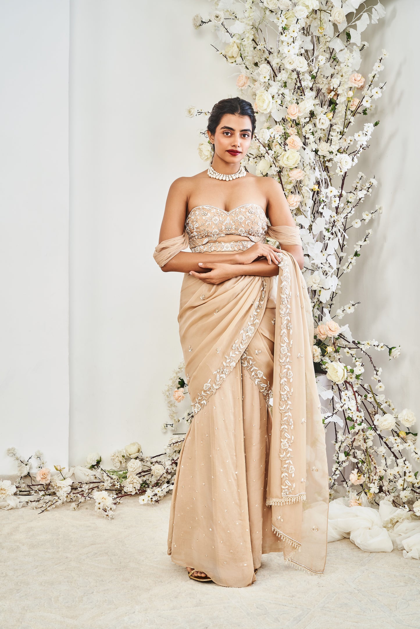 Beige Saree