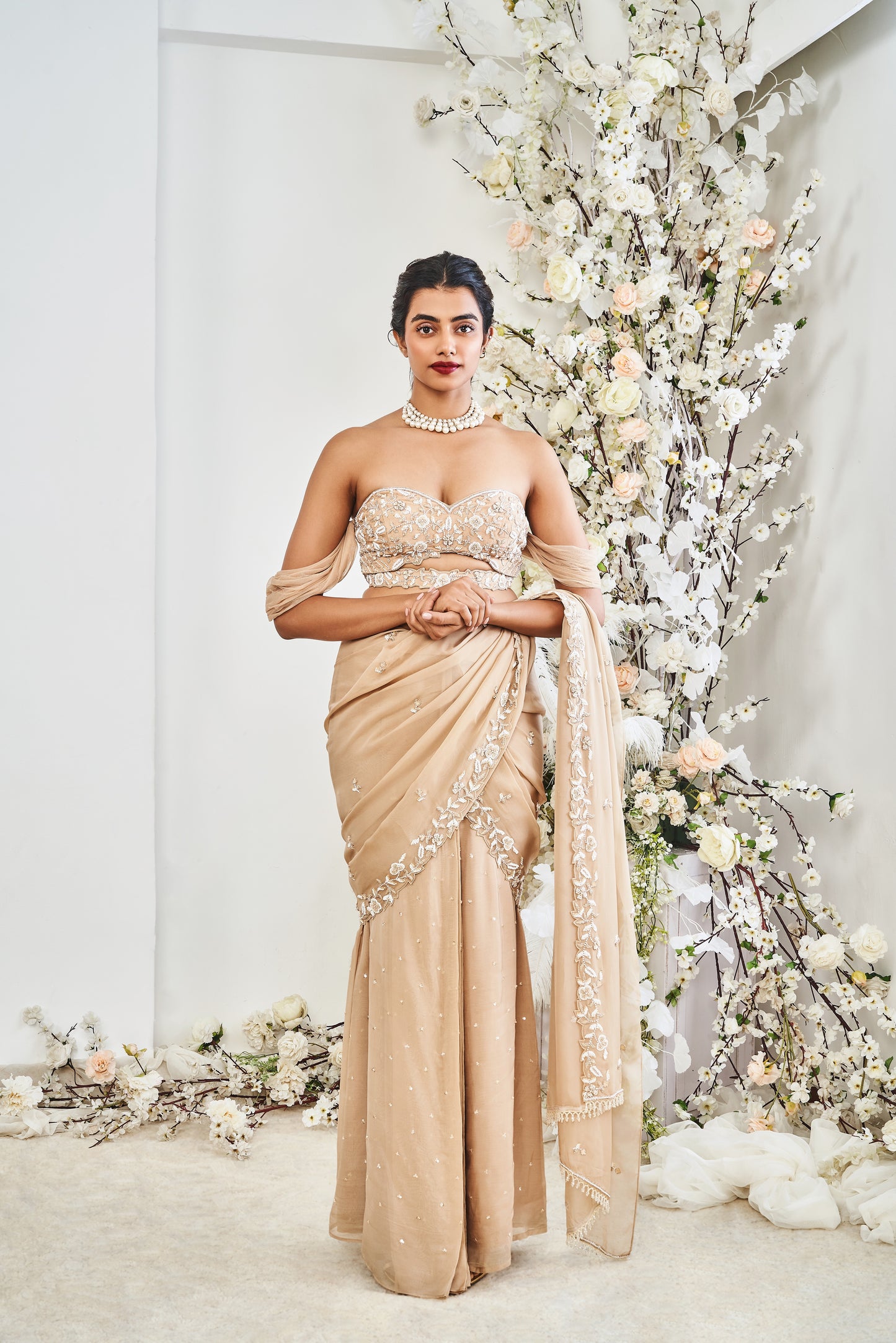 Beige Saree