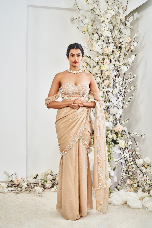 Beige Saree