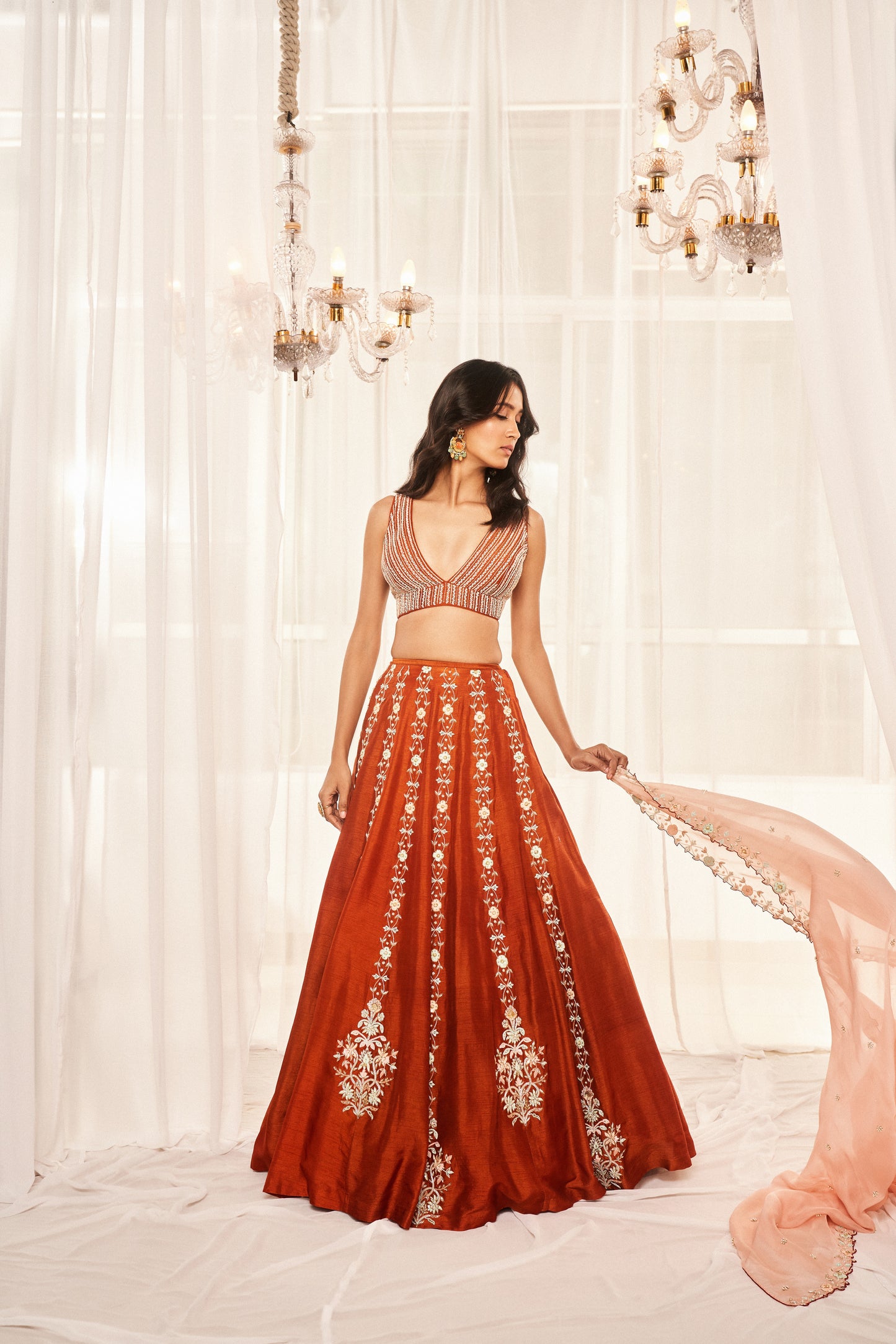 Burnt Orange Lehenga Set