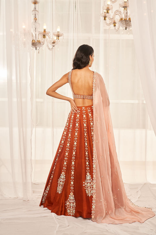 Burnt Orange Lehenga Set