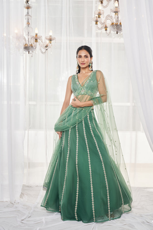 Teal Green Lehenga Set