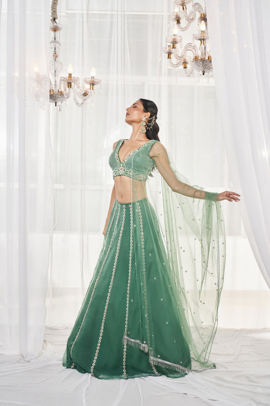 Teal Green Lehenga Set