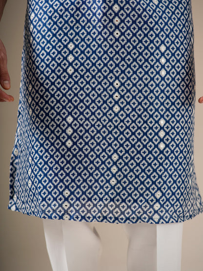 Indigo Mosaic Mirrorwork Kurta Set