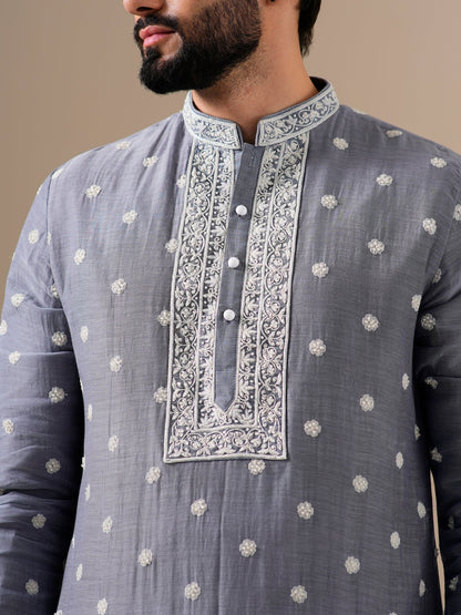 Grey Fleur Kurta Set