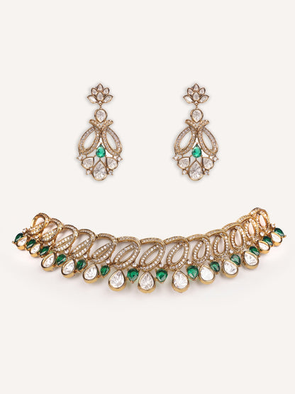 Yashna Green Two Tone Finish Polki Choker