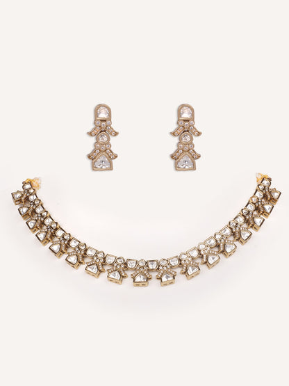 Kashvi Two Tone Finish Polki Necklace Set
