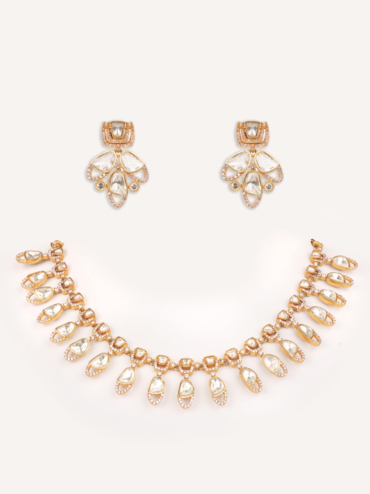 Kanira Gold Finish Moissanite Necklace Set
