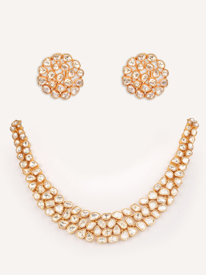 Liyanaaz Gold Finish Moissanite Necklace Set