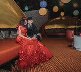 Dress-Aaliyah in Brill Crimson Set