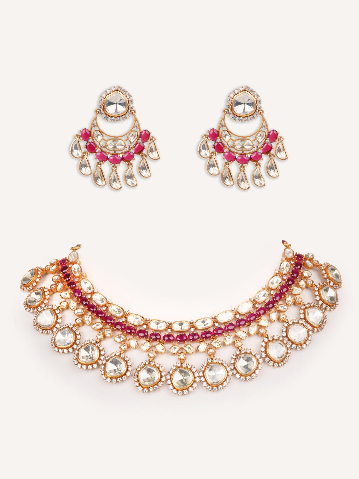 Nivriti Red Moissanite Necklace Set