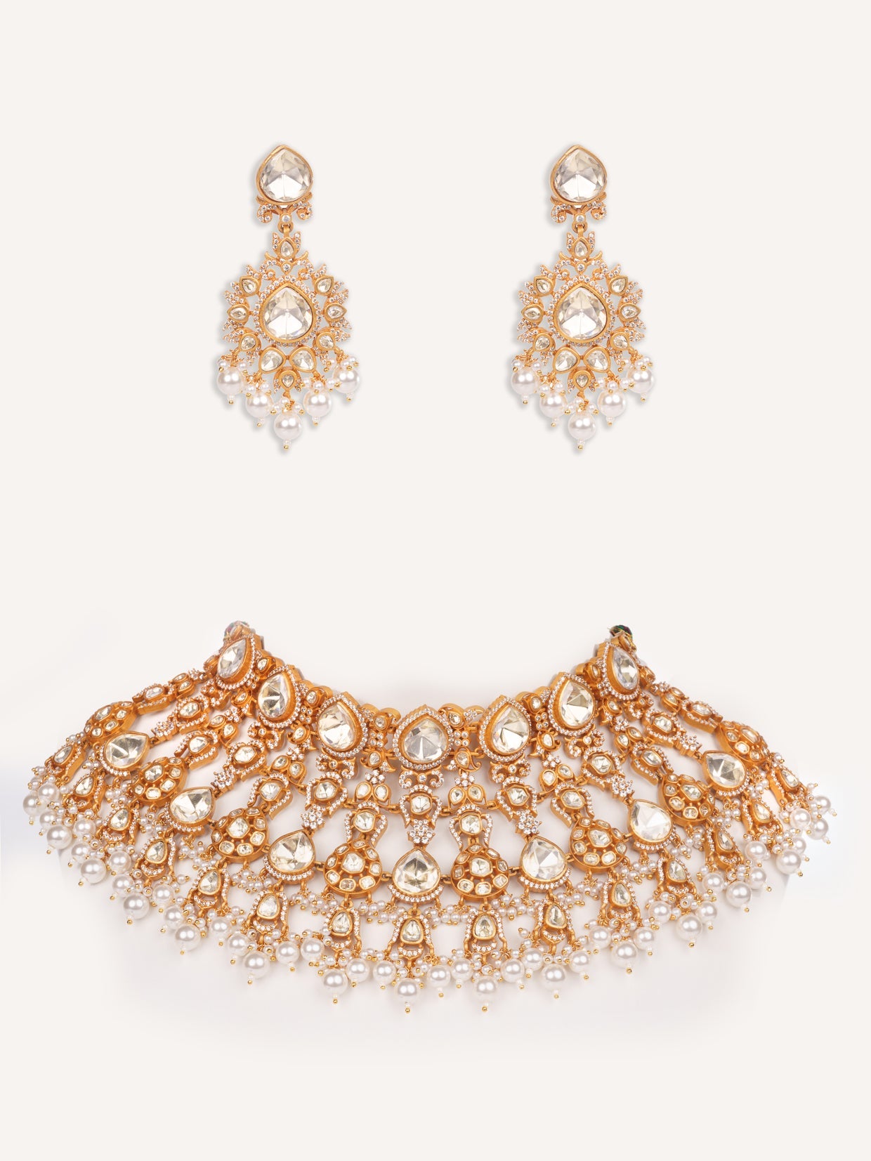 Haniya Gold Finish Moissanite Bridal Set