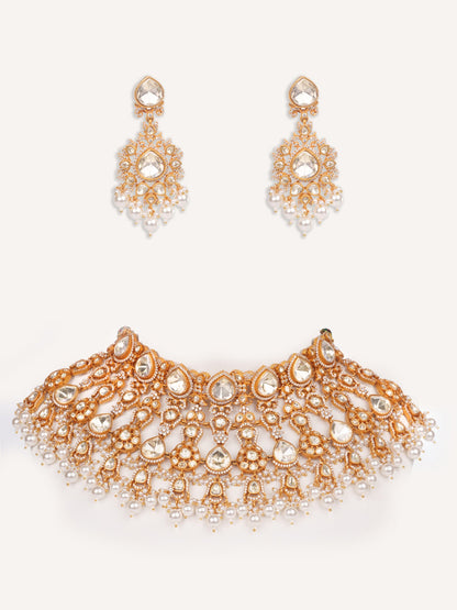 Haniya Gold Finish Moissanite Bridal Set