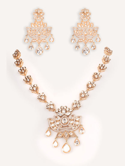 Zohaira Gold Finish Kundan Necklace Set