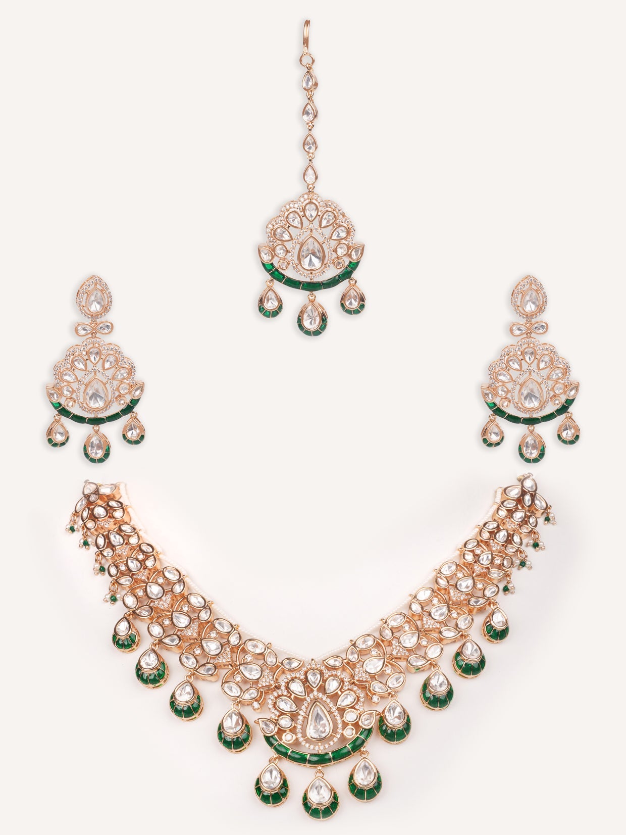Pratyara Green Meenakari Kundan Necklace Set