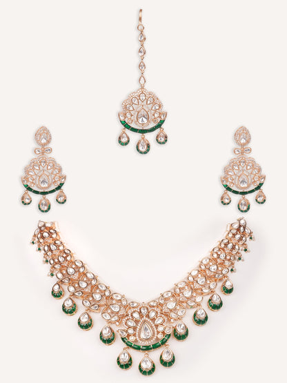 Pratyara Green Meenakari Kundan Necklace Set
