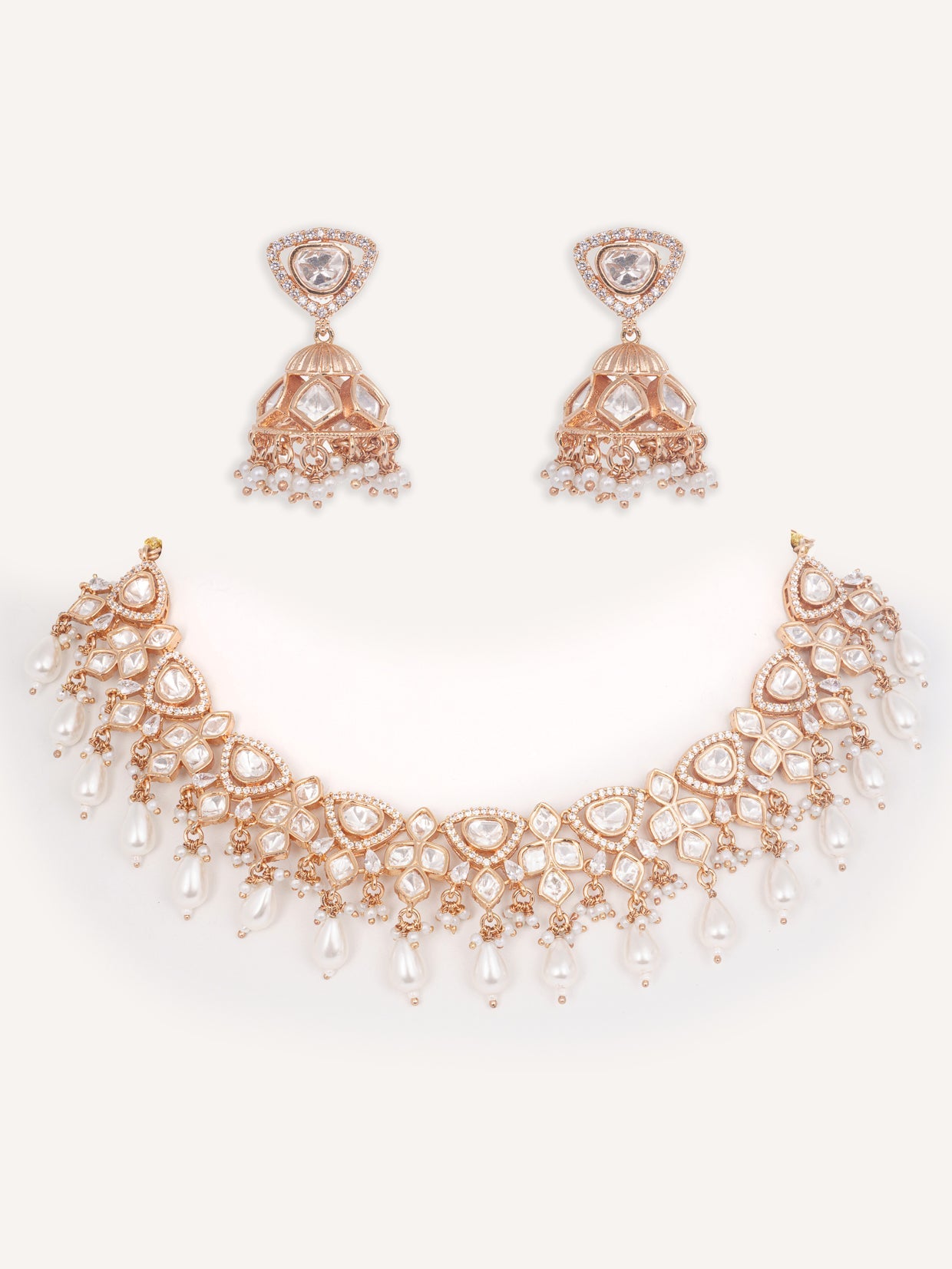 Arnika Gold Finish Kundan Necklace Set