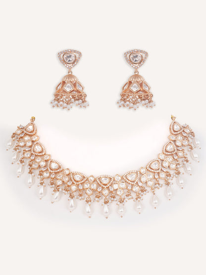 Arnika Gold Finish Kundan Necklace Set