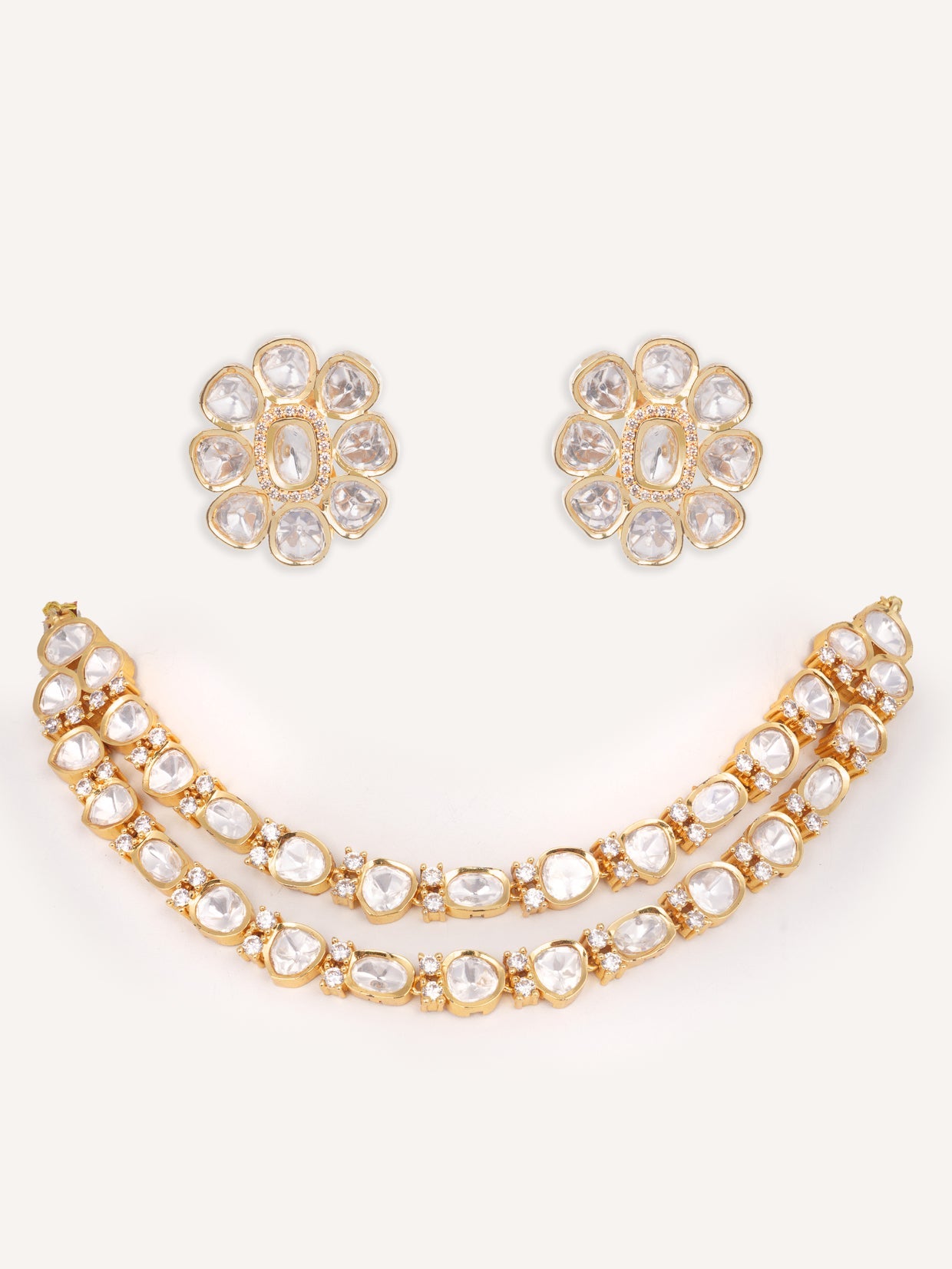 Maayra Gold Finish Kundan Necklace Set