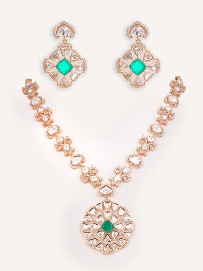 Nayira Gold Finish Kundan Necklace Set