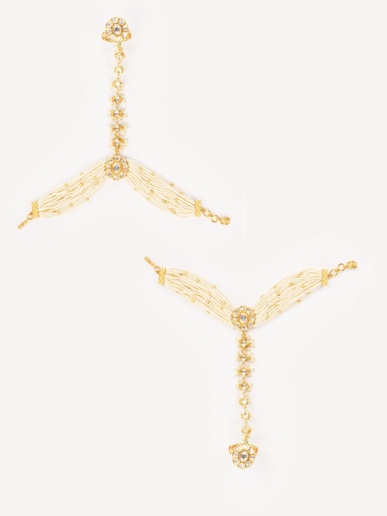 Veyaana Gold Finish Kundan Hathphool