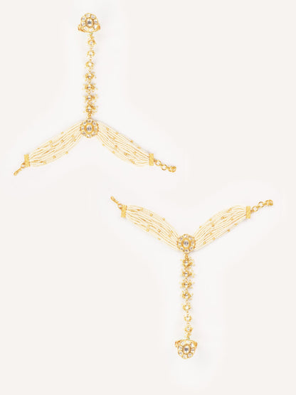 Veyaana Gold Finish Kundan Hathphool