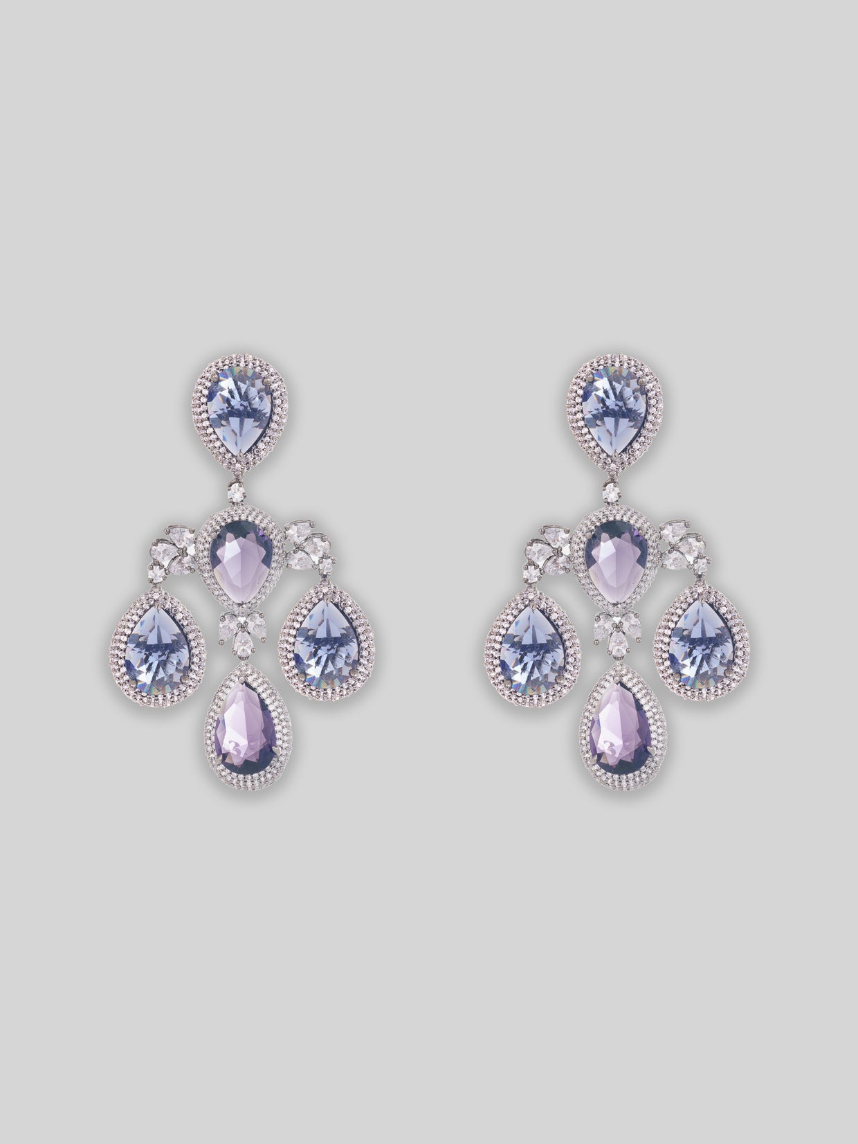 Trinaya White Finish Diamond Statement Earrings