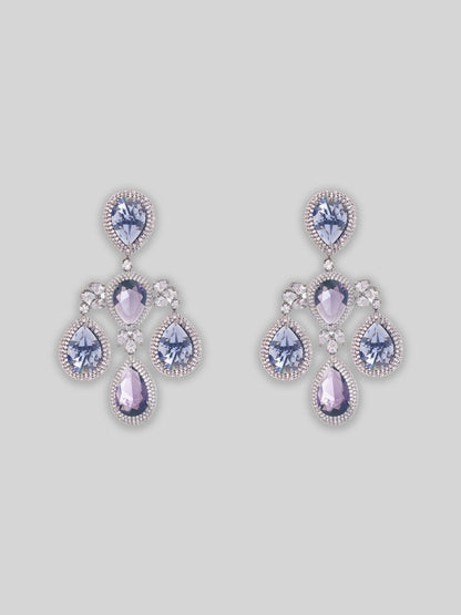 Trinaya White Finish Diamond Statement Earrings
