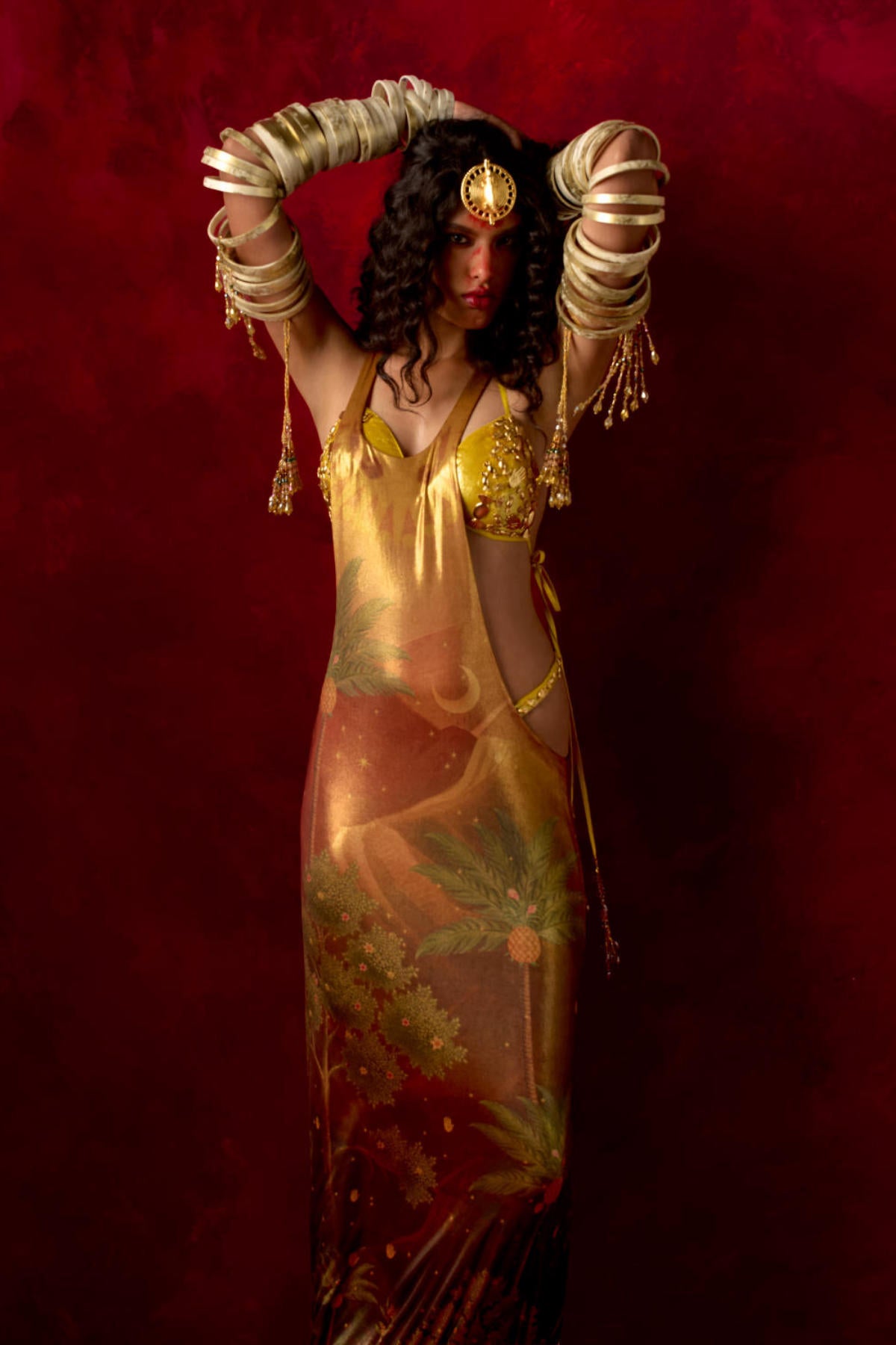 The IDGAF Dress With The Mustard Bra And Whip