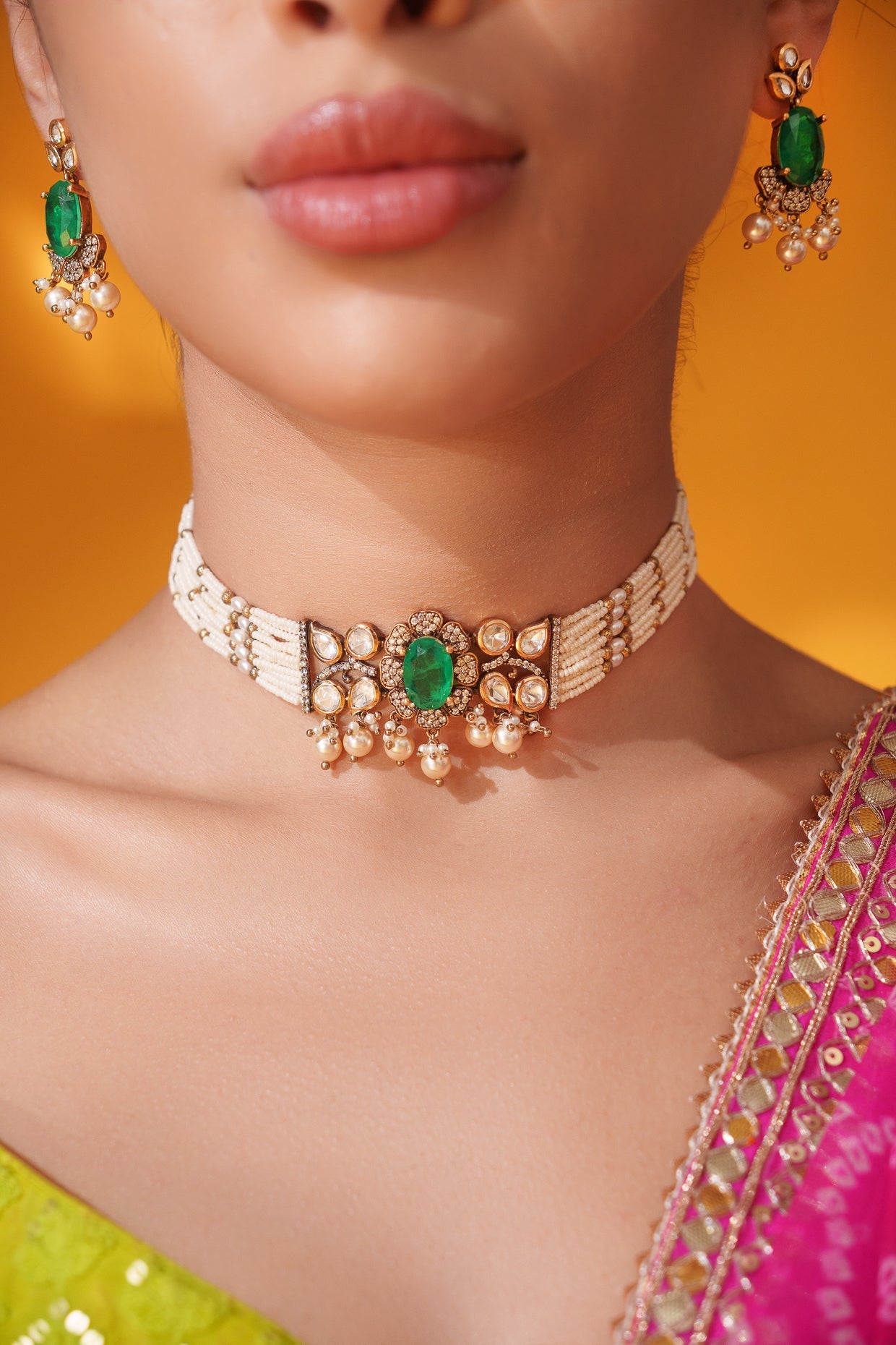 Kavya Two Tone Finish Polki Choker