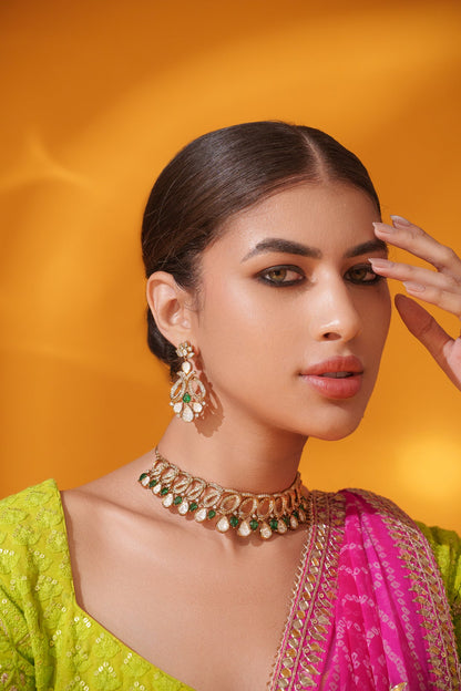 Yashna Green Two Tone Finish Polki Choker