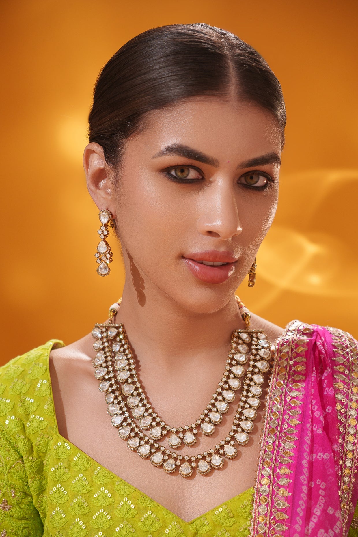 Ishana Two Tone Finish Polki Long Set
