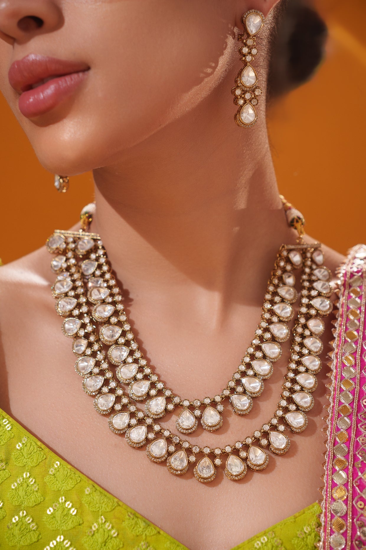 Ishana Two Tone Finish Polki Long Set