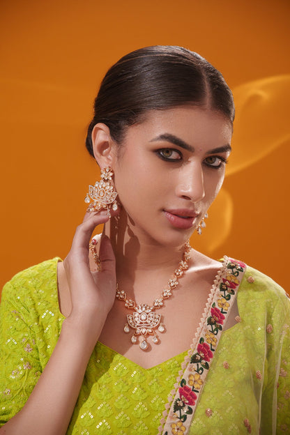 Zohaira Gold Finish Kundan Necklace Set