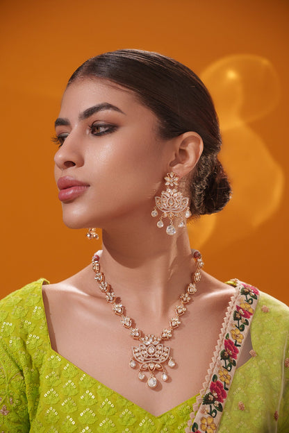 Zohaira Gold Finish Kundan Necklace Set