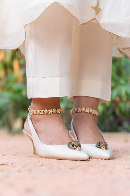 Tara Gold Finish Kundan Polki Anklets