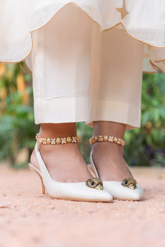 Tara Gold Finish Kundan Polki Anklets