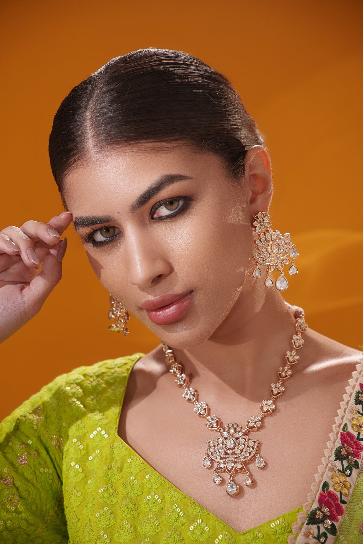 Zohaira Gold Finish Kundan Necklace Set