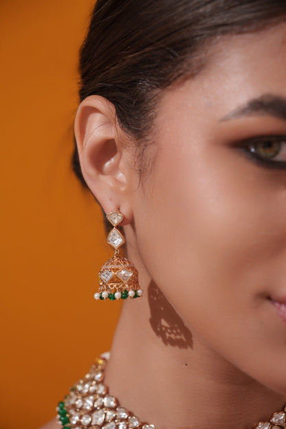 Lavira Green Pearls Gold Finish Kundan Necklace Set