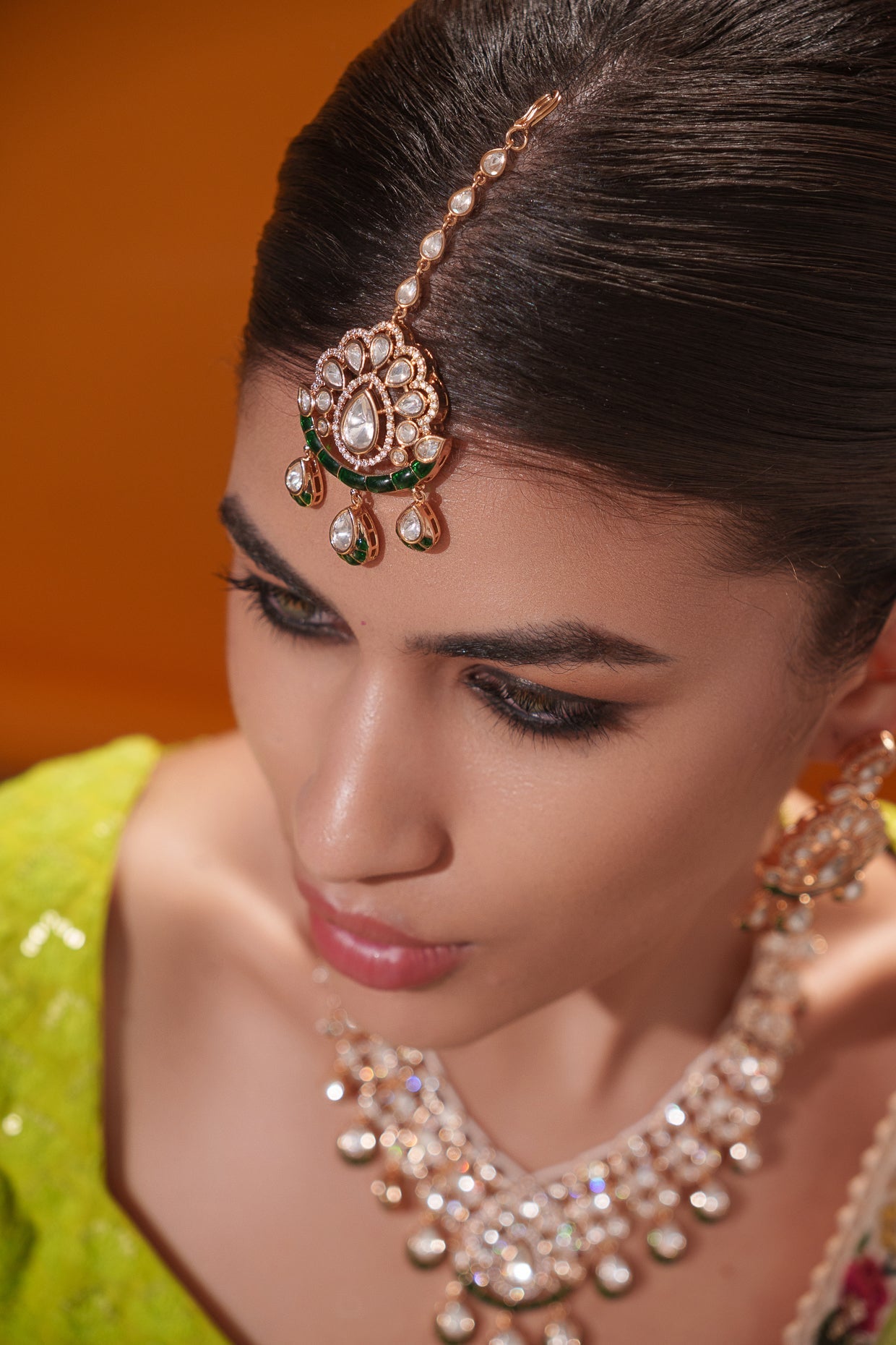 Pratyara Green Meenakari Kundan Necklace Set