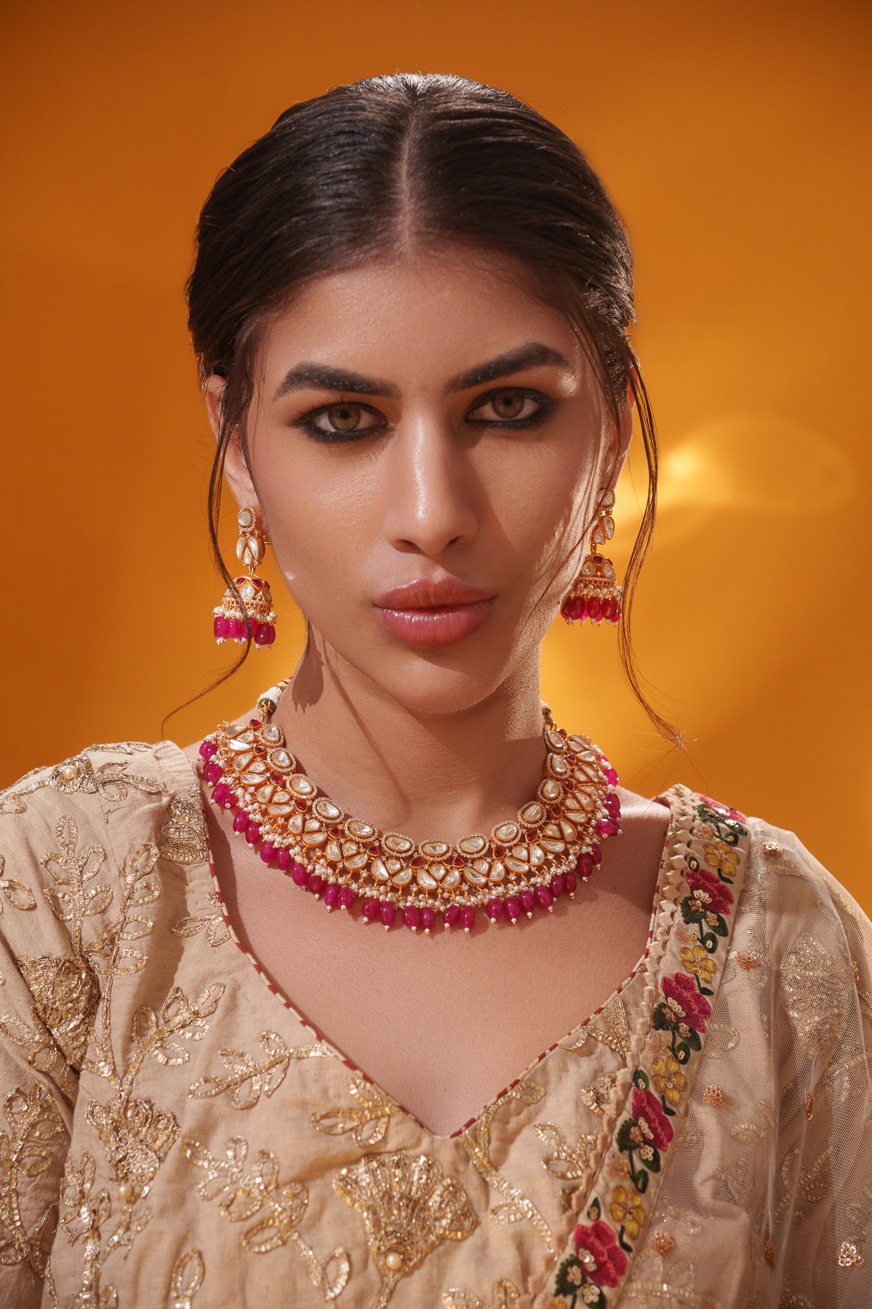 Rida Red Moissanite Necklace Set