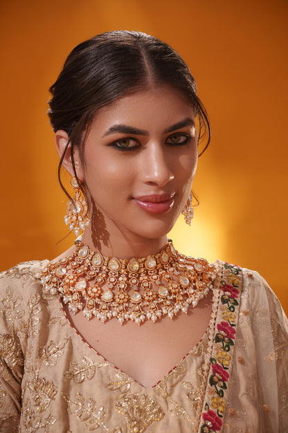 Haniya Gold Finish Moissanite Bridal Set