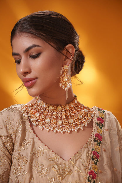 Haniya Gold Finish Moissanite Bridal Set