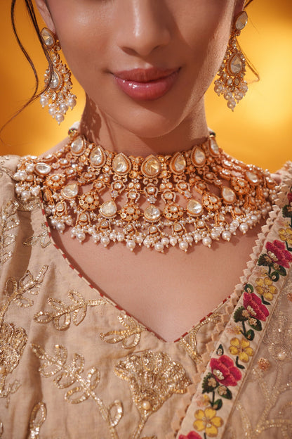 Haniya Gold Finish Moissanite Bridal Set