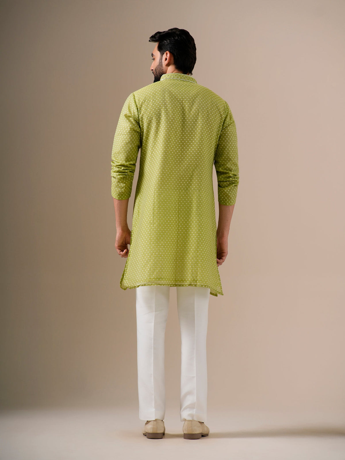 Lime Green Zari Kurta Set